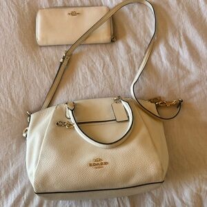Coach Polished Pebble Leather Elise Small Satchel with Matching Wallet
